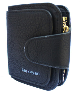 AlexVyan Women Black Genuine Leather Wallet