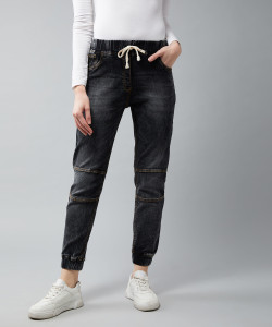 DOLCE CRUDO Jogger Fit Women Black Jeans