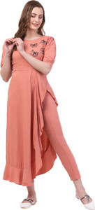 famiss fashion Women Maxi Pink Full Length Dress