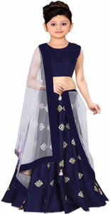 F Plus fashion Girls Lehenga Choli Ethnic Wear Embroidered Ghagra, Choli, Dupatta Set