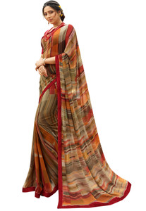 WHOLSALE BAZAR Printed Bollywood Georgette Saree
