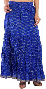 Krishika Printed Women Flared Blue Skirt