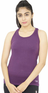 Lovable Casual No Sleeve Solid Women Purple Top