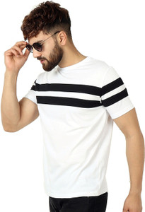 Roden Striped Men Round Neck White T-Shirt