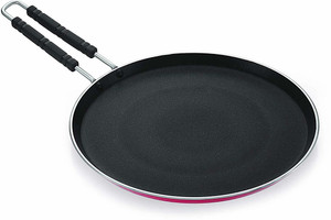 NIRLON Non Stick cookware Gas Compatible Aluminium Flat roti dosa tawa with Wire Handle (Red) 27 cm डायमीटर