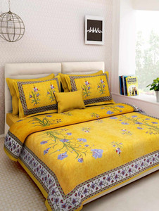 See World Cotton Double Flat 175 TC Floral 1 Bedsheet with 2 Pillow Covers