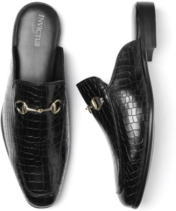INVICTUS Men Black Croc Pattern Mules Loafers For Men Buy