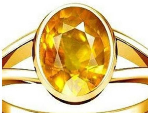 Aanya Jewels Yellow Sapphire/Pukhraj 6.6 Ct. Or 7.25 Ratti Rashi Ratan Gemstone Crystal Sapphire Stone Sapphire Ring
