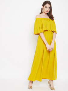 Berrylush Women Maxi Yellow Full Length Dress
