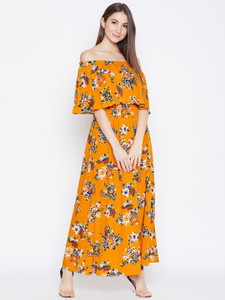 Berrylush Women Maxi Yellow Full Length Dress