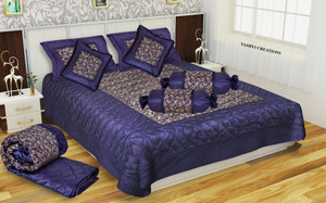 Yashvi Creations Satin King Sized Bedding Set