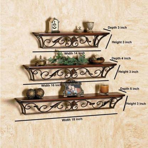 Artesia Antique Set of 3 Wooden Wall Shelf