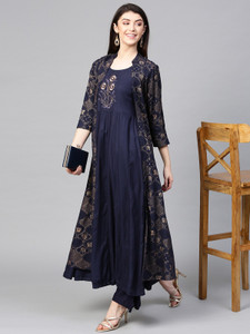 Ishin Women Kurta Palazzo Ethnic Jacket Set