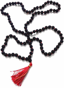 Haridwar astro Black Rudraksha Mala 7-8mm Beads- 108+1 Beads Japa/Mala 100% Natural Religious Wood Chain