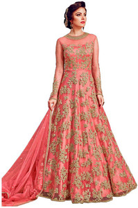 Bhumik Enterprise Net/Lace Embroidered Gown/Anarkali Kurta & Bottom Material