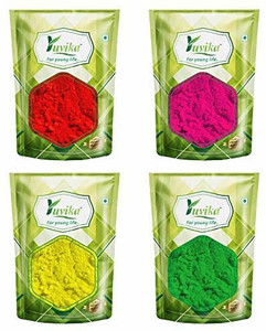 yuvika Herbal Gulal - Holi Ke Rang -Herbal Natural Colors Red, Green, Pink & Yellow (400 Grams Each) Holi Color Powder Pack of 4