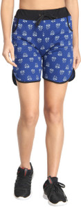 DIAZ Printed Women Blue Sports Shorts