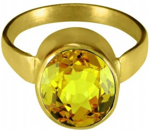 Jaipur Gems Jaipur Gems Natural Certified Yellow Sapphire (Pukhraj) ADJUSTABLE Panchdhatu Ring 4.00 Carat for Men & Boys Alloy Sapphire Gold Plated Ring