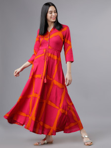 Vishudh Women Maxi Multicolor Midi/Calf Length Dress