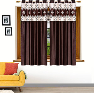 Stella Creations 152 cm (5 ft) Polyester Semi Transparent Window Curtain (Pack Of 2)