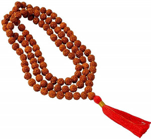 NAKSHATRA JUNCTION Rudraksha 5 Mukhi Jaap Mala For Pooja (Astrology) (108+1 Beads) Wood Chain