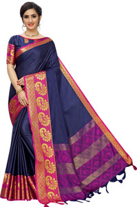 RadadiyaTRD Solid/Plain Bollywood Silk Blend, Cotton Jute Saree