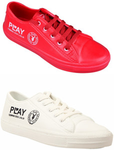 Xppo combo pack of 2 casual waterproof shoes sneakers for men and boys Red and white Sneakers For Men