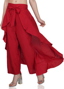 VAHSON Flared Women Maroon Trousers