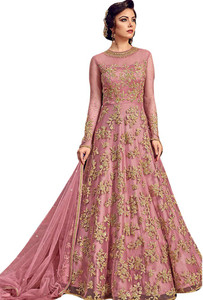 W ETHNIC Net/Lace Embroidered Gown/Anarkali Kurta & Bottom Material
