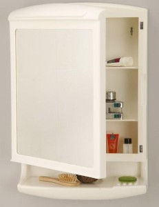 Branco Strong and Heavy Bathroom Mirror Cabinet Pride New Look (Ivory) Plastic Wall Shelf