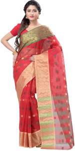 Desh Bidesh Self Design Tant Handloom Pure Cotton Saree
