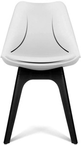 Finch Fox Stylish & Modern Furniture Plastic Chairs with Cushion (White & Black Color) Plastic Living Room Chair
