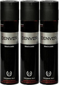 DENVER BLACK CODE COLOGNE BODY TALC POWDER 300g EACH PACK OF