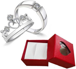 Goldmines Jewellers King and Queen Couple Rings for Every Special Occasion IZ19Ringcouple3-003 Stainless Steel Silver Plated Ring Set Metal Ring Set
