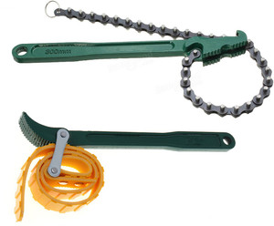 Digital Craft 2Pc 12"Inch Oil Filter Belt Wrench Fuels Strap Spanners Vehicles Engine Repairing Remover Tools RV Parts Accessories, 12"inch Oil Filter Chain Wrench Oil Cup Removal Auto Plumbing Pipe Dismantling Tool Single Sided Speciality