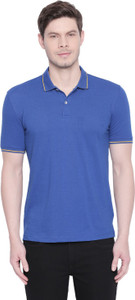 Byford by Pantaloons Solid Men Polo Neck Blue T-Shirt