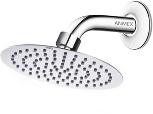 अनमेक्ष 6inch Ultra Thin SS Round (6") Rain Shower Head Premium Quality with 9inch Round Arm शावर हैड