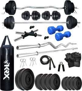 KRX 50 kg PVC 343 WB with Unfilled Punching Bag & PVC Dumbbells Home Gym Combo