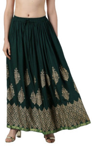 Fashioncutz Printed Women Regular Green Skirt