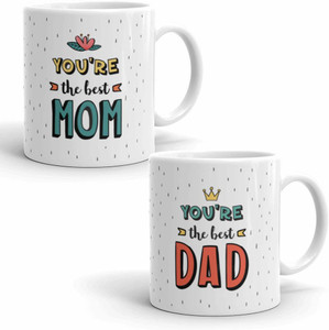 WINGS MART "You are Best Mom Dad" 330 ml Set of 2 Gift for Anniversary, Mothers Day Ceramic Coffee Mug