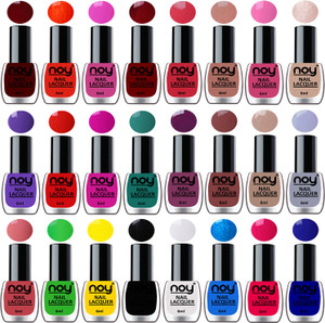 NOY Shine Nail Paint Polish Combo Set of 24 in Wholesale Price Multicolor Bulk Rate Nail Lacquer Combo No-03 Violet,Brown,Nude,Light Grey,Pink,Dark Wine,Nude,Orange,Pink and Many More