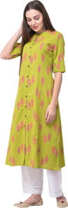 Pistaa Women Printed Frontslit Kurta