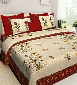 BOMBAY SPEED 350 TC Cotton King Floral Flat Bedsheet