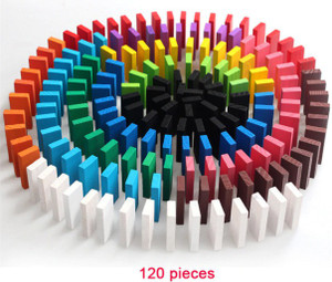 CrazyCrafts wooden dominoes blocks 120 piece 12 colour set