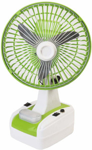 GLOBEX Mini Rechargeable Battery Operated 200 mm 3 Blade Table Fan (Green-White) 400 mm 3 Blade Table Fan