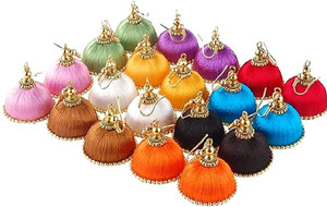 ambal silk thread earring Fabric Jhumki Earring