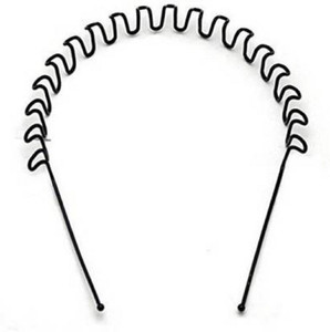 Antier Zigzag Wave Black Metal Unisex Hairband Zig Zag Hair Band For Men And Women Head Band