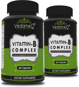 VedaneQ B Complex Vitamins All B Vitamins B12, B1, B2, B3, B5, B6, B7, B9, 180 Capsules