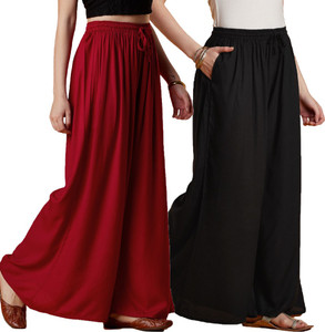 VEDANA Flared Women Maroon, Black Trousers