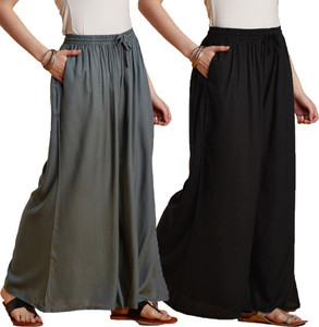 VEDANA Flared Women Black, Grey Trousers